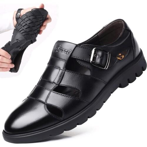 Men Sandals Genuine Leather Shoes Men Outdoor Casual Men Leather Sandals For Men Beach Shoes Roman Shoes Plus Size 38-47
