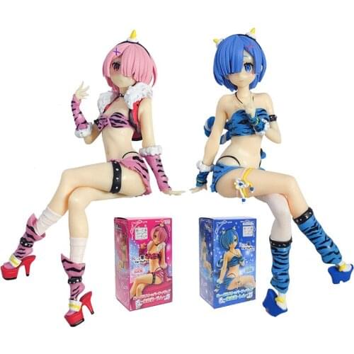 Zero-Starting Life In Another World 15CM Rem Ram Noodle Pressing Swimsuit Girl Figure Model Boxed Toy