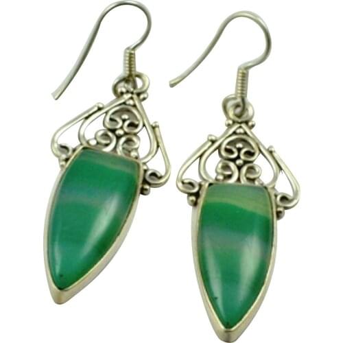 LoveGem Genuine Botswana Agate EARRINGS 925 Sterling Silver, 50.8mm, AE2347