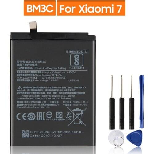 Original Replacement Battery For Xiaomi 7 MI7 BM3C Genuine Phone Battery 3170mAh
