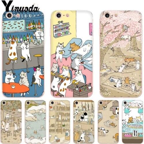 Yinuoda Japanese Cat Drink Pattern Skin Special Offer Luxury Vertical Phone Case for iPhone 7 6 6S Plus X 10 5 5S SE XR XS XSMAX