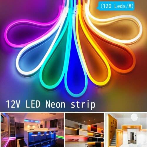 LED Lighting LED Neon Light Flex Sign DC12V Waterproof Led Strip lights 120leds/M LED Strip Warm White Red Blue Pink+ Adapter EU