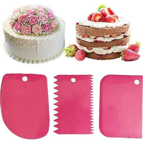 3PCs/Set Pastry Dough Cutter Cake Bread Slicer Baking Pasty Tools Scraper Cake Blade Silicone Spatula for Cake Patisserie