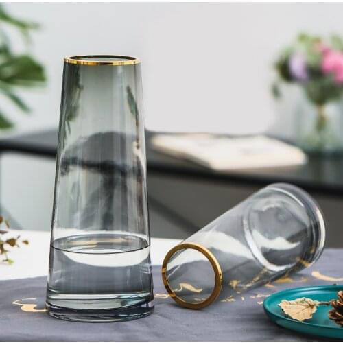 Creative Nordic Vase Minimalist Large Clear Glass Luxury Transparent Plant Flower Pot Big Wohnzimmer Deko Home Decoration ED50HP