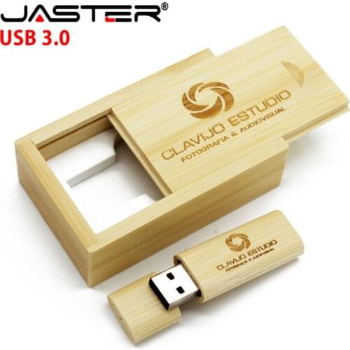 JASTER USB 3.0 Wooden USB + box USB flash drive pen driver 4GB 8GB 16GB 32GB memory card USB creativo personal LOGO wholesale