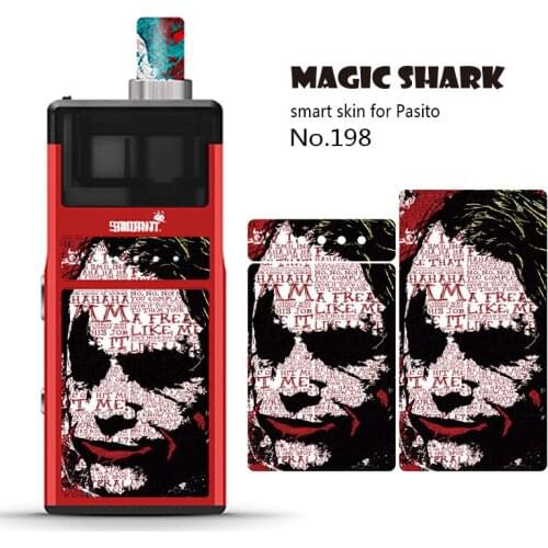 Magic Shark 2.5D Bear Lion Joker Stone Print PVC Vape Pod Case Sticker for Pasito Film Cover for Smoant Pasito