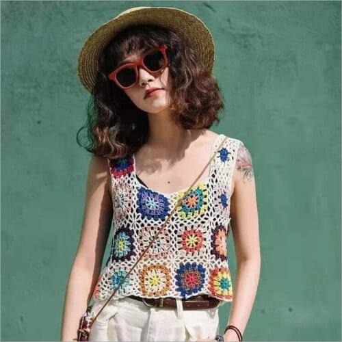 Embroidery Tank Crop Tops Women Ladies Summer Slim SleevelessT Shirt Casual Solid V Neck Knitted Short Tops 2021
