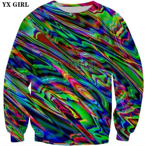 YX GIRL Drop shipping 2018 New Fashion Long sleeve sweatshirt Psychedelic be dazzled 3D Print Unisex - Adult pullover ZS859