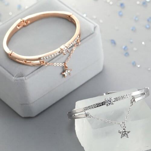 Fashion Jewelry Stainless Steel Bracelets & Bangles Female Heart Forever Love Charm Crystal Bracelet For Women Pulseira B0012