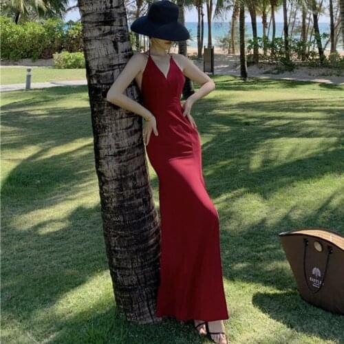 New arrival fashion summer party club long dress women temperament sexy strap backless bandage slim split beach holiday sundress