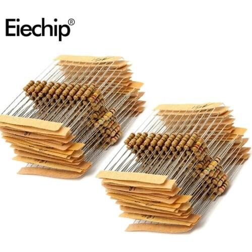 0.5 watt resistor Assortment set,DIY Carbon Film Resistor (1 ohm - 10M ohm ) 1/2W colored ring resistance Assorted package