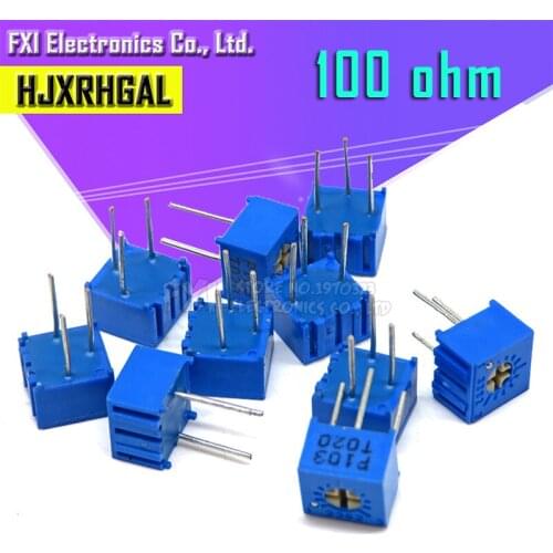 10pcs 3362P-1-101LF 3362P 100 ohm 3362P-1-101 3362P-101 3362 P101 101 Trimpot Trimmer Potentiometer Variable resistor