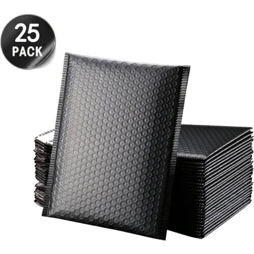 25pcs Black Poly Bubble Mailer Bubble Bubble Envelopes Lined Poly Mailer Self Seal Black Packaging Bag Organizador Envelopes