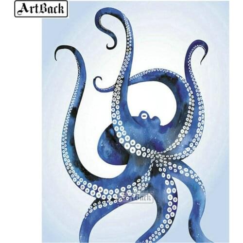 5d diamond painting blue squid picture full square / round diamond art landscape diy 3d diamond mosaic embroidery