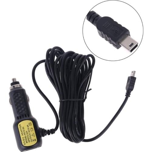 5V 3.5A Dual Mini USB Ports Dash Cam Car Cigarette Adapter Lighter Power Cable Socket Charger for DVR Vehicle Charging 3.5m