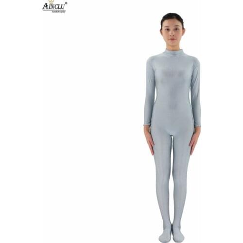 Ainclu Women Spandex Nylon Silver Headless Body Second Skin Tight Color Custom Skin Suit Open hands Cosplay Costume Zentai