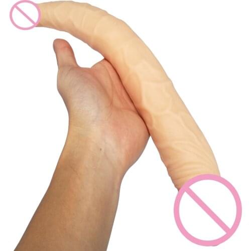 AMABOOM double end dong Lesbian soft double dildos gay long huge dildo realistic penis anal butt sex toys for women