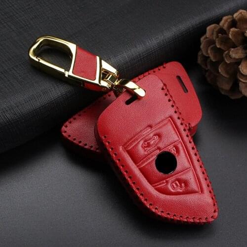Car Key Case Cover For BMW X5 F15 G05 E70 X6 F16 E71 X4 G02 F26 X3 G01 E83 F25 X1 F48 1 3 5 7 Series I3 Leather Key Ring Shell