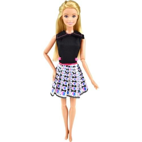 Black Top and Skirt Formal Clothes Elegant Dress Doll Clothes Accessories for 12 Inch Doll Clothes Homemade Dress Girl Gift