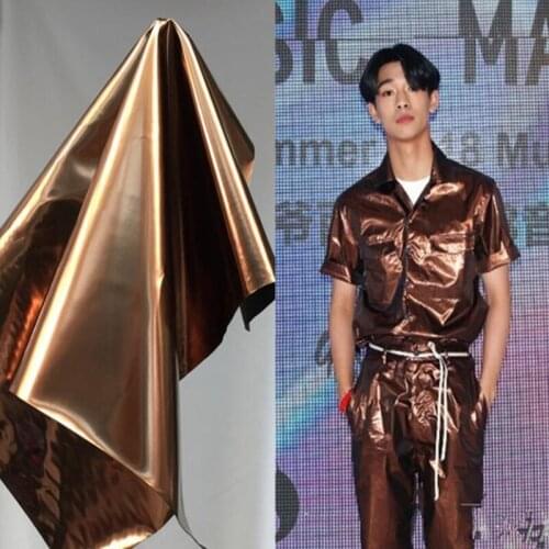 Gole Bright metallic TPU leather fabric dress patent mirror dance cos waterproof diy textiles polyester tissu cloth fabric C933