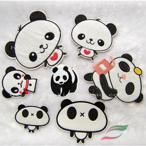 Adhesive cloth stickers B469 black and white panda clothes embroidery applique patch stickers decorative accessories DIY
