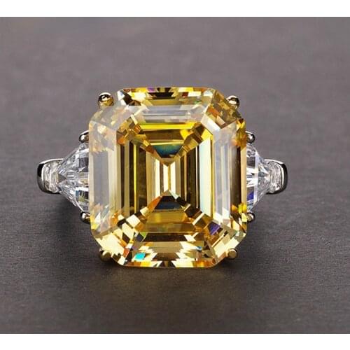 SpringQiao Genunie 925 Sterling Silver Charms 14x16MM Created Moissanite Propose Engagement Rings For Women Wedding Fine Jewelry