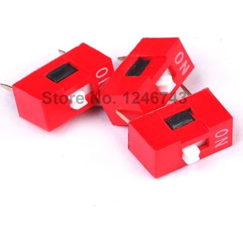 20PCS Red 2.54mm Pitch 1P 1 Positions Ways Slide Type DIP Switch