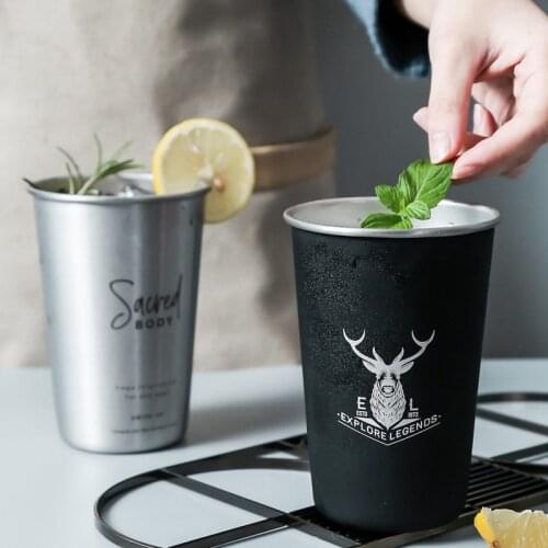 Stainless Steel Cold Drink Cup Drinking Wine Cup Juice Beer Coffee Milk Tea Cup For Home Kitchen Bar 500ml Mug