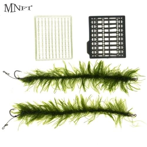 MNFT 1Set Ready Tied Rigs Simulation Sea Grass Line Fishing Hook Bait Dumbell Stops Carp Fishing Tackle Accessories