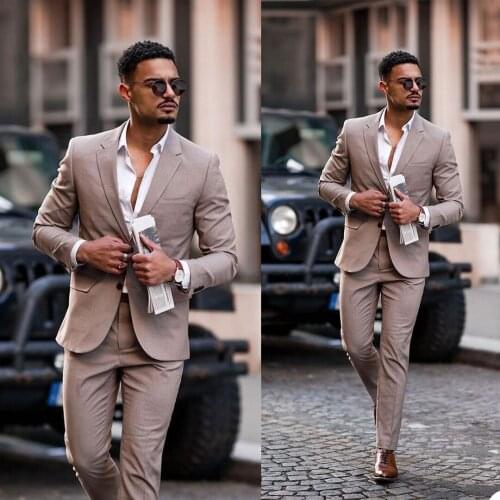 Notched Lapel Men Tuxedos Handsome Two Button Classic Smart Casual Suits Custom Made Bussiness Daily Jacket 2 Pieces