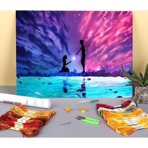 Scenery The Hero Printed Water-Soluble Canvas 11CT Cross Stitch Kit DIY Embroidery DMC Threads Painting Sewing Craft Design