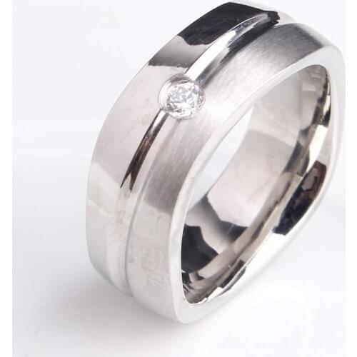 6mm silver colory groove wave crystal 316L Stainless Steel wedding rings for men women wholesale