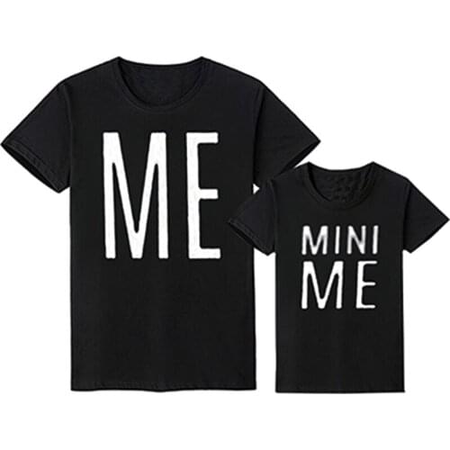 Family Matching Clothes Shirts Dad and Son Baby Clothes Short Sleeve T-shirt Letter MINI ME Family Look Daddy Me Clothes