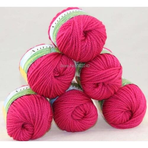 LOT of 6 BallsX50g Chunky Hand-woven Coarse Knitting Yarn Berry Pink 213