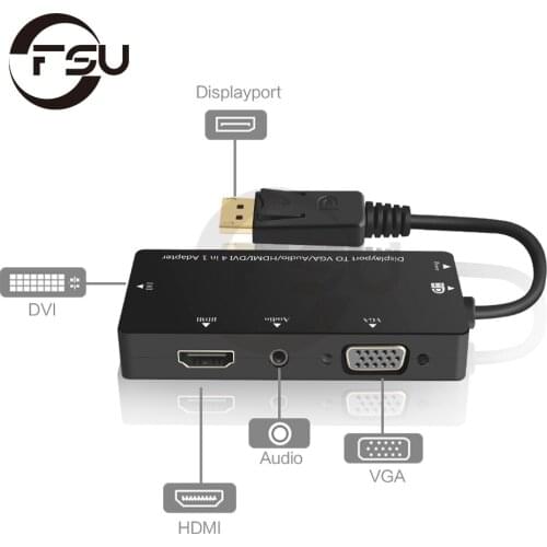 DP To HDMI VGA DVI Adapter Cable Displayport Converter Display Port Video Adapter for PC Laptop Computer Monitor Projector HDTV