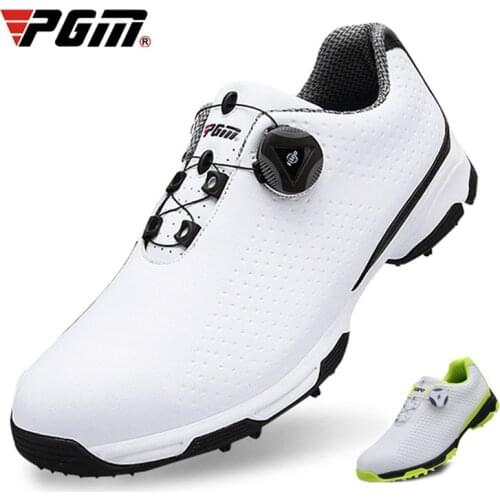 PGM Golf Shoes Men Sports Shoes Waterproof Knobs Buckle Mesh Lining Breathable Anti-slip Mens Training Sneakers XZ095