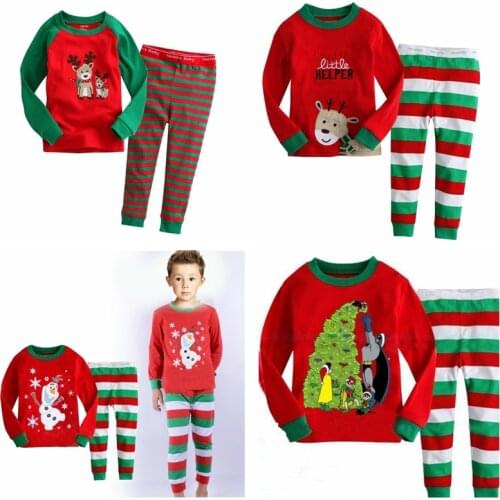 Wholesale Retail Cotton Boy Santa Claus Christmas Pajamas Childrens Sleepwear Baby Night Wears Nightwear Homewear Kids Pyjamas