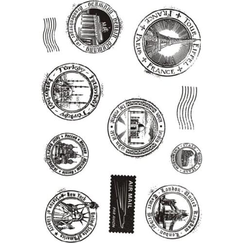Postmarks Clear Stamps Retro Building Postage Stamps Travelers Journal Transparent Rubber Stamps