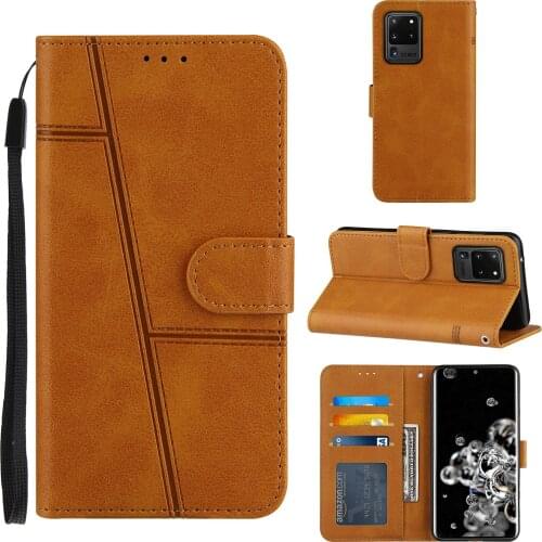 Retro Vintage PU Leather Card Slot Pocket Shockproof Phone Case for Samsung Galaxy S20Ultra Kickstand Cover Photo Frame