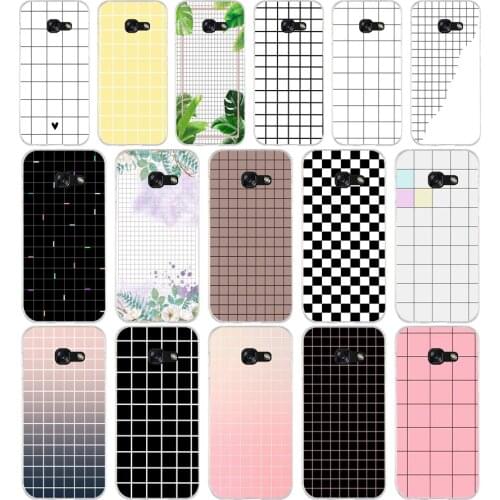 157 Luxury Retro Black White Grid Soft Silicone Tpu Cover phone Case for Samsung a3 a5 2017 a6 plus a7 a8 a9 star lite s 6 7 8 9