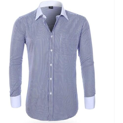 New business long sleeve shirt mens French cufflinks shirt relaxed casual plain color simple atmospheric long sleeve shirt