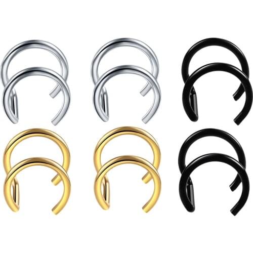 3 Pair Rock Punk Clip-on Earrings Non-piercing Ear Cuff Ear Clip Studs Hoops