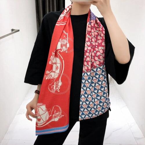 2019 New Design Twill Scarf Double-deck Women Luxury silk Scarf Fashion Tie Neckerchief Head Silk Scarves & Wraps For Ladies