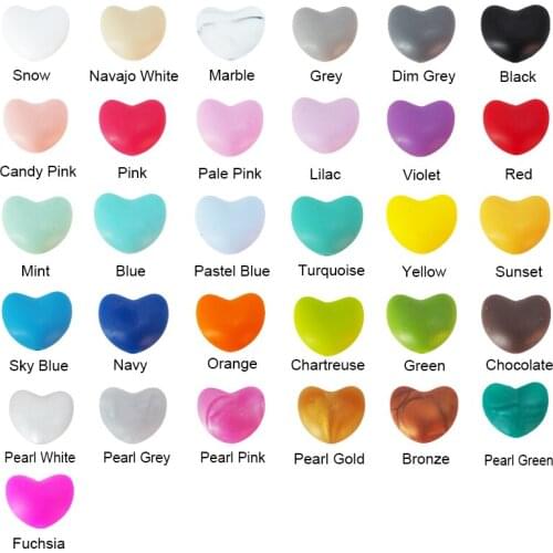 Chenkai 50PCS BPA Free Silicone Heart Teether Beads DIY Baby Pacifier Shower Soother Nursing Necklace Sensory Toy Gift Accessory