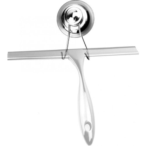 Stainless Steel Glass Cleaner Window Wiper Bathroom Glass Tile Glass Wiper Cleaner Helper with Suction Cup Hook