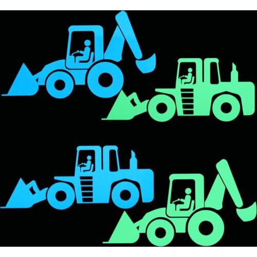 Bulldozer Digger Engineering Machinery Home Decor Luminous Switch Stickers Boys Room Glow Dark Excavator Wall Decoration Sticker