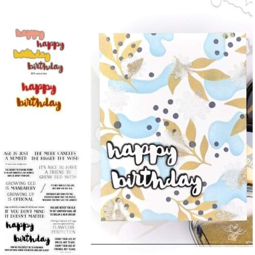 Birthday theme art word Metal Cutting Dies Stencils for Scrapbooking Stamp Photo Album Decorative Embossing DIY Paper Cards 2021