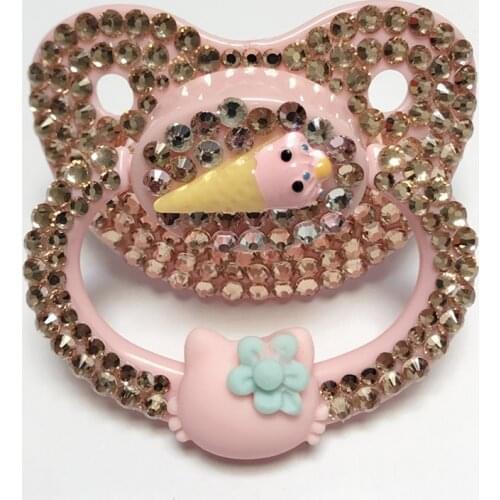 MIYOCAR unique handmade bling pink adult pacifier Adult Sized Cute Gem Pacifier Dummy ABDL Silicone Nipple pacifier