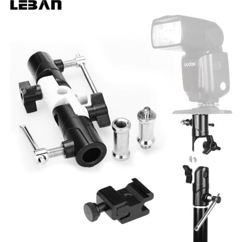 Flash Shoe Swivel Umbrella Holder Light Stand 1/4"-3/8" Adapters Bracket U-Type