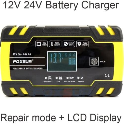 Motorcycle car battery charger 12V 24V truck repair charger AGM charger European regulations British regulations